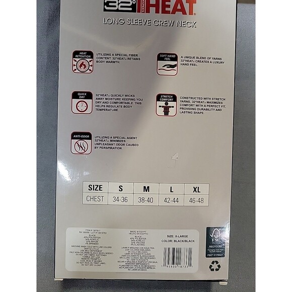 32 Degrees Heat Men’s XL Baselayer Long Sleeve Crewneck Black 2 Pack New - Picture 3 of 8
